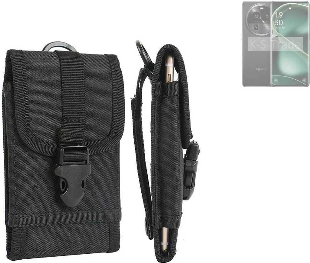 K-S-Trade Holster Handy Hülle kompatibel mit Oppo Find X6 Pro Holster Handytasche Gürtel Tasche Schutz Hülle Robust Outdoor schwarz
