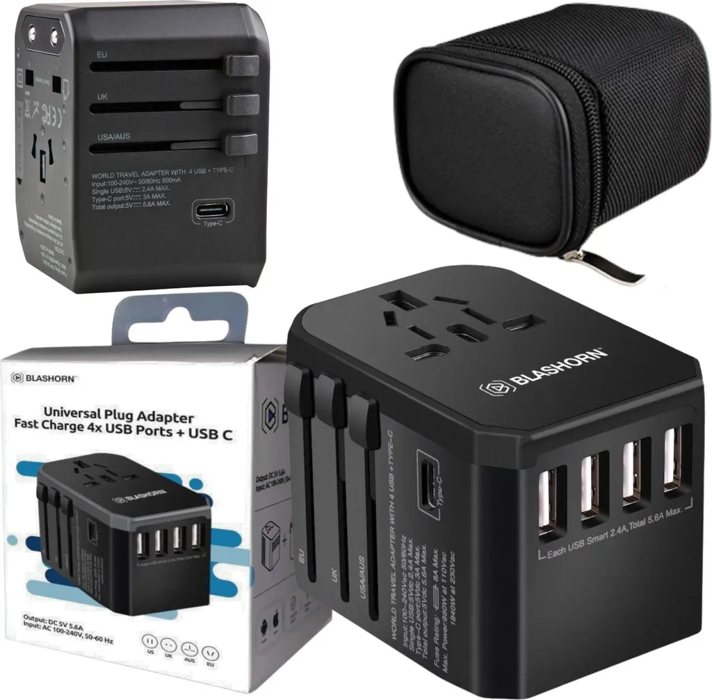 BLASHORN Adaptateur de Voyage Hub Splitter avec 5 Ports USB Blanc