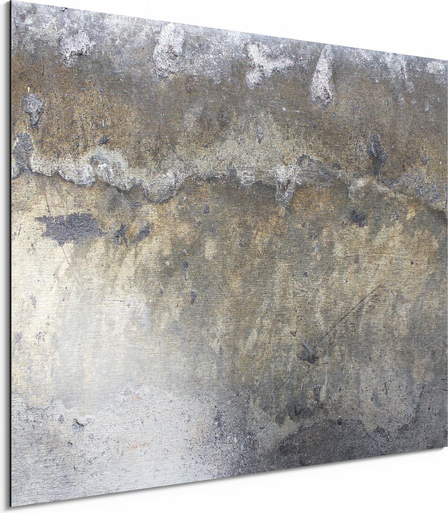 DEQORI Alu-Dibond Bild Silber 80x60 cm 'Raue Zementtextur' Wandbild Metall dünn Design