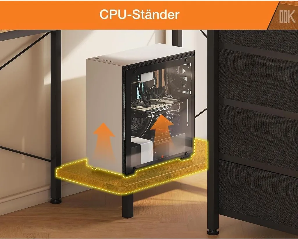 Bureau d'angle ergonomique 160cm avec port USB et support de moniteur