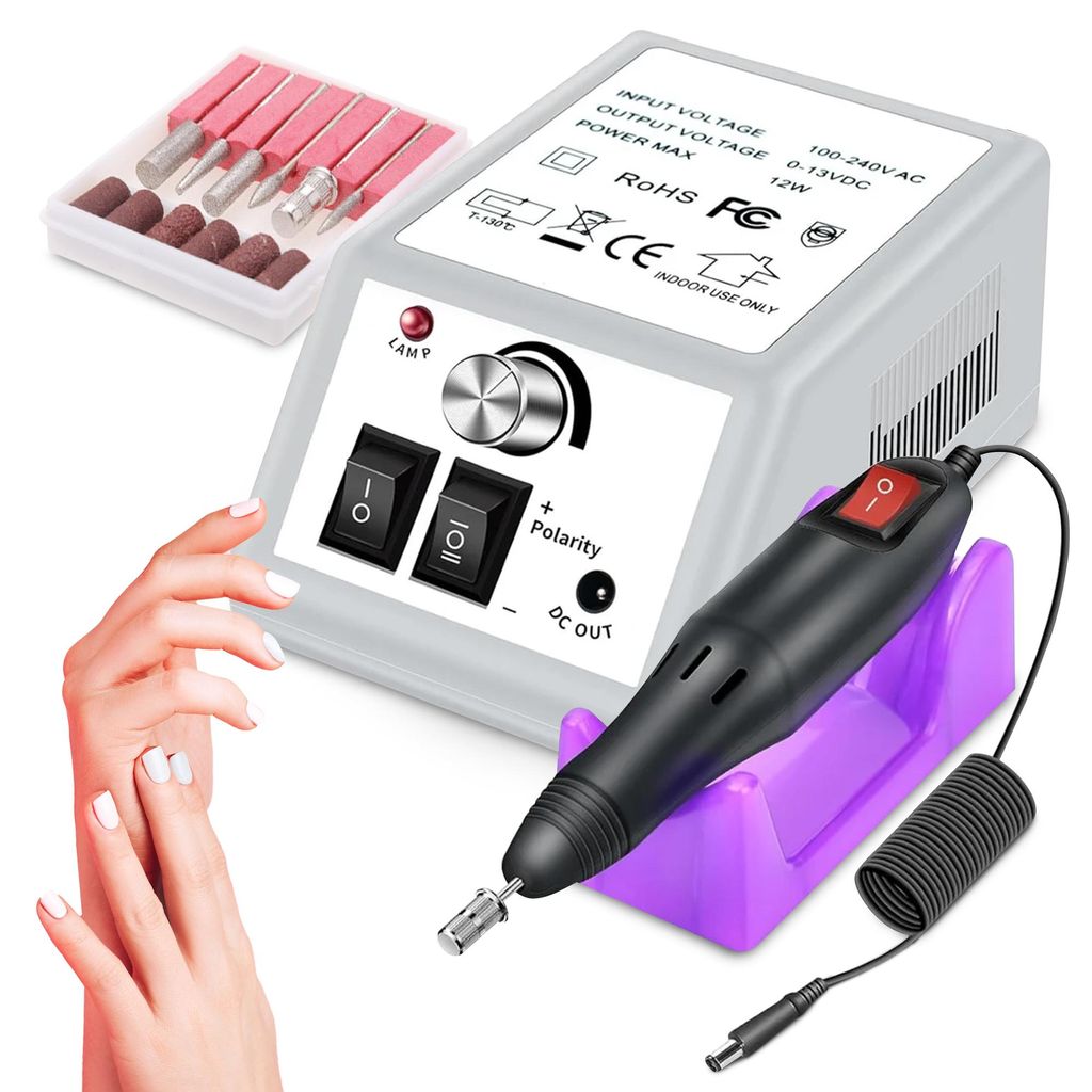 Extralink Nagelfräse für Maniküre und Pediküre, elektrisch, für Hybrid- und Gelnägel, grau, EU Stecker