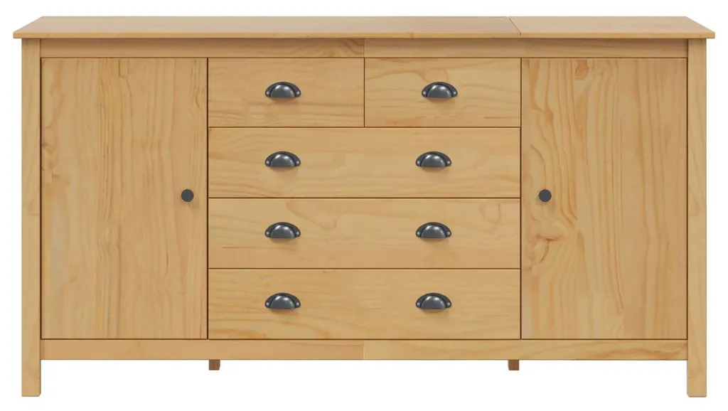 Buffet HILL Pin Massif 154cm : Robustesse et Finition Brun Miel Bio - 5