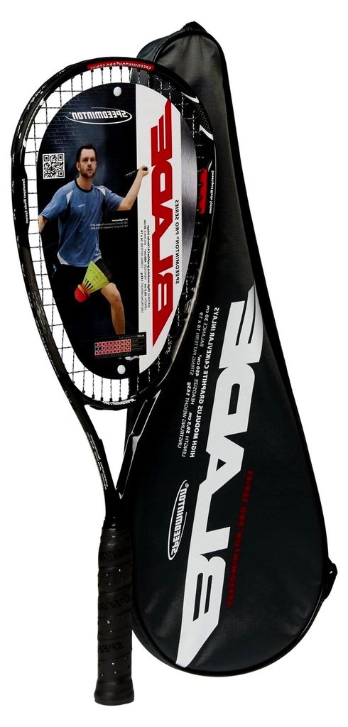 Racket Blade – Speed Badminton/Crossminton Turnierschläger mit Schlägertasche, Silber/Schwarz/Rot