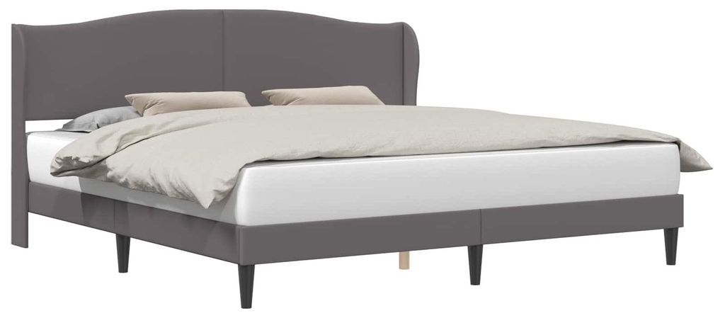 vidaXL Bettrahmen mit Kopfteil Grau 200 x 200 cm Kunstleder Produktbild 