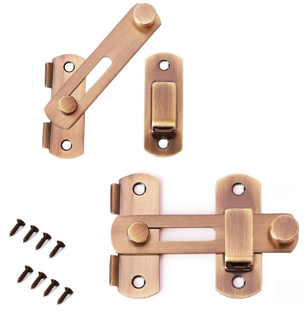 2 Edelstahl-Türschlösser mit Schrauben, Sicherheitsschloss mit Riegel, für Türen, Fenster, Möbel, Badezimmer, Schiebetüren