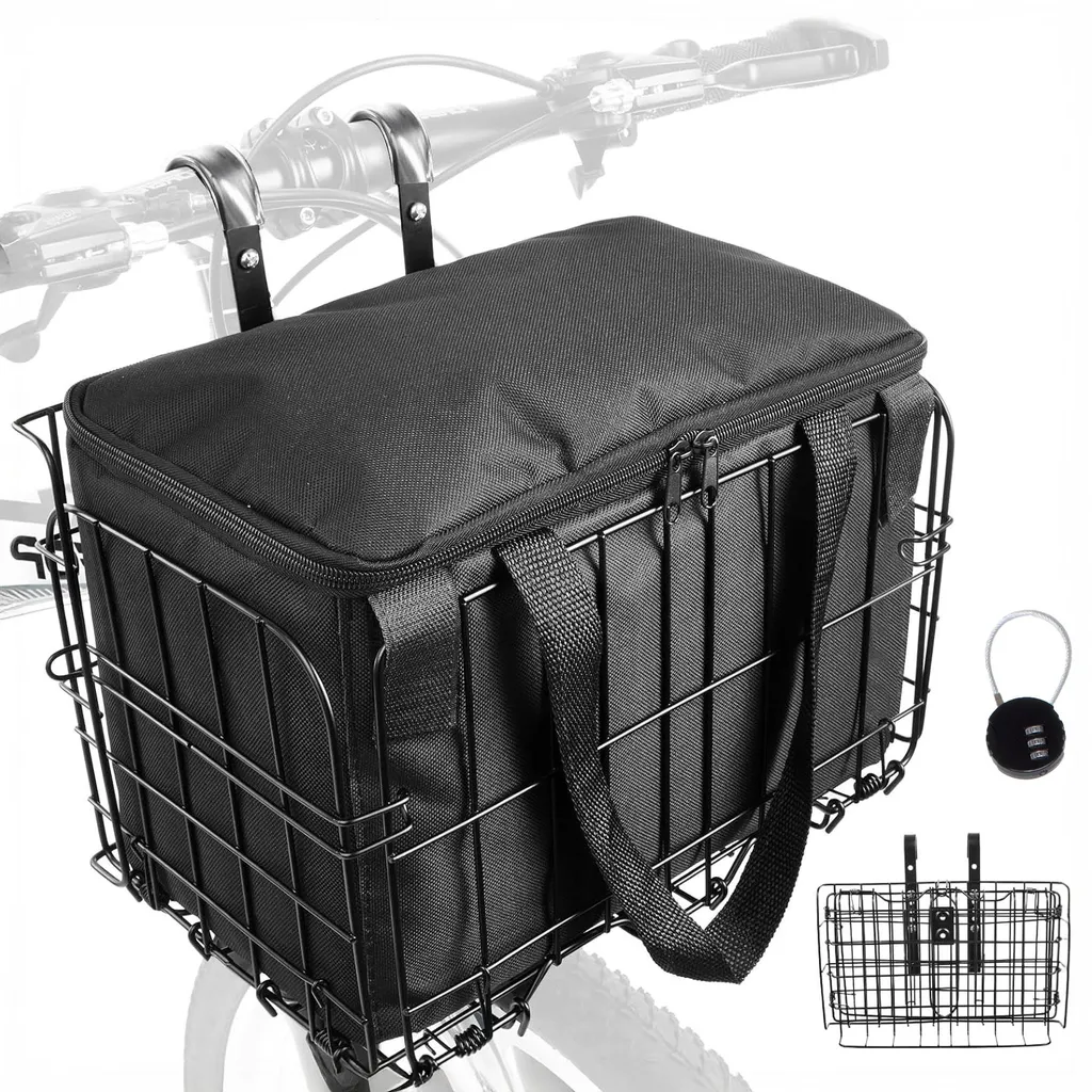 Panier de vélo pliable en acier noir Cargo pour guidon - Usage urbain