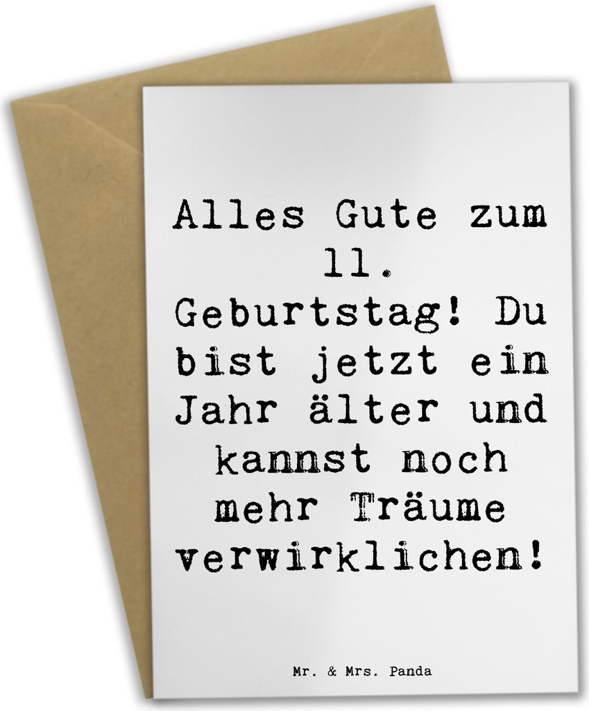 Mr. & Mrs. Panda Grußkarte Spruch 11. Geburtstag - Weiß - Geschenk, Abenteuer, Happy Birthday, Kindergeburtstag, weihnachtskarten, osterkarte, be...