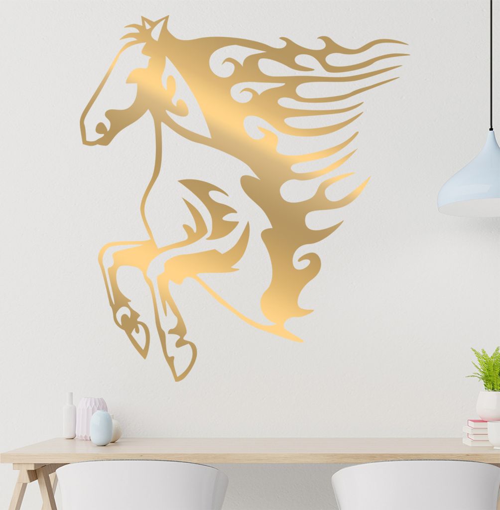 Flammen Pferd Wandtattoo in 6 Größen - Wandaufkleber Wall Sticker - Dekoration, Küche, Wohnzimmer, Schlafzimmer, Badezimmer