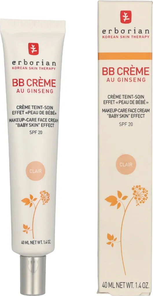 BB Crème Teint Clair Erborian 40 ml - Soin Visage Quotidien Éclat SPF20