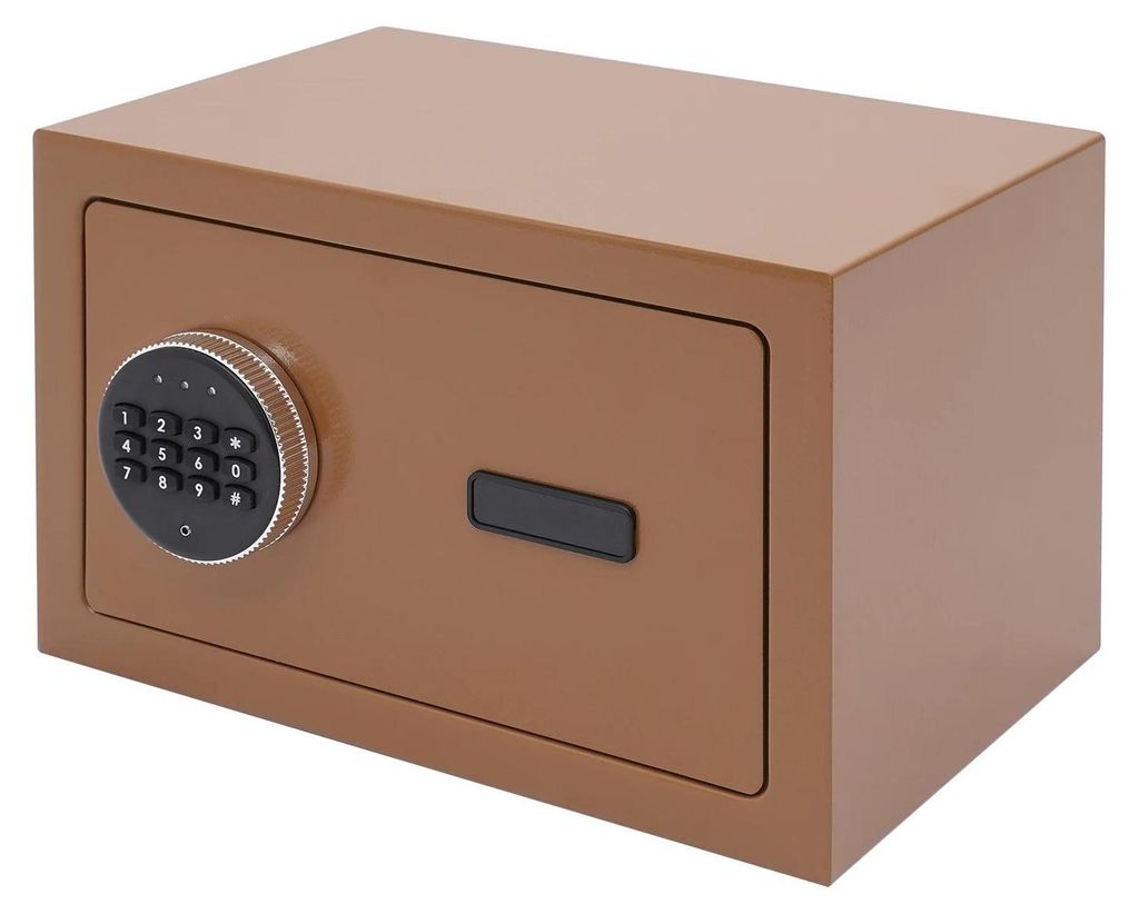Safe - Elektronischer Tresor - 31×20×20 cm - Digitales Zahlenschloss - 2 Schlüssel - Kaltgewalzter Stahl - 4×AA-Batterien - Orange