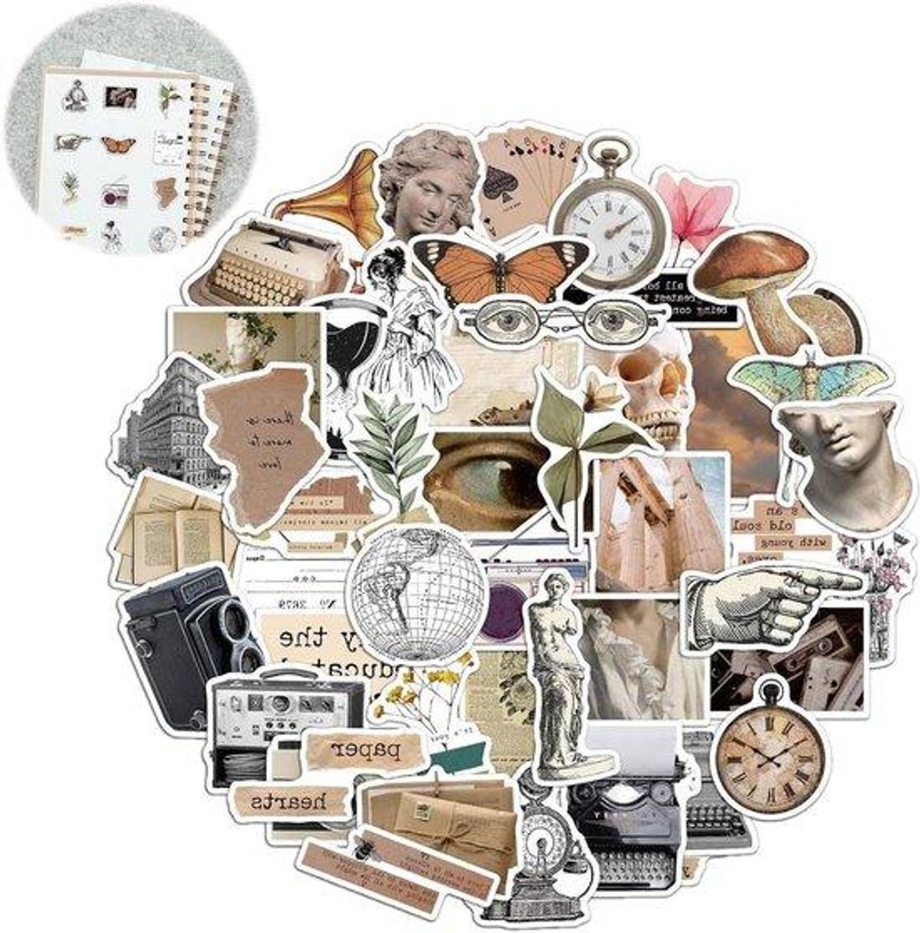 Retro Kunststicker Dekoration 50 Stück für Scrapbook Laptop