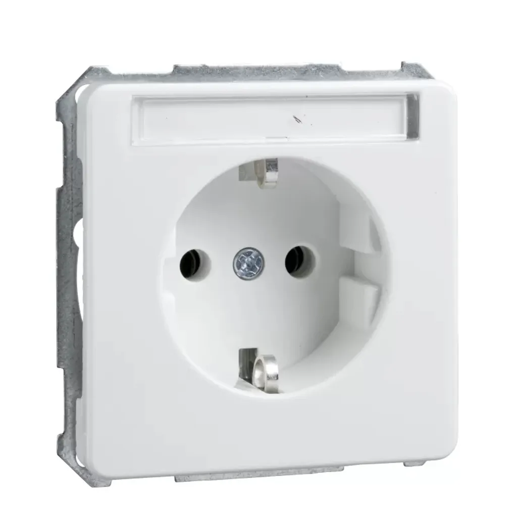 Prise murale Schneider pour rénovation type F 2P+T blanc brillant IP20