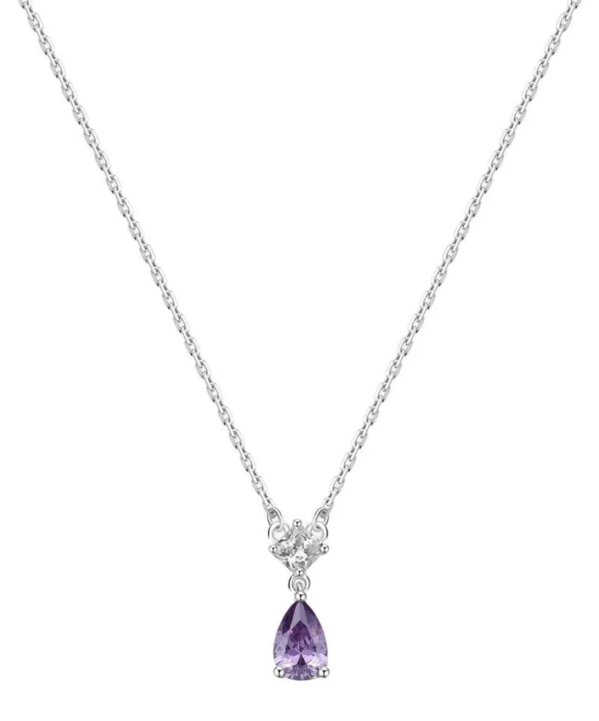 Collier magique violet fantaisie argenté FMP111 avec pendentif mystique