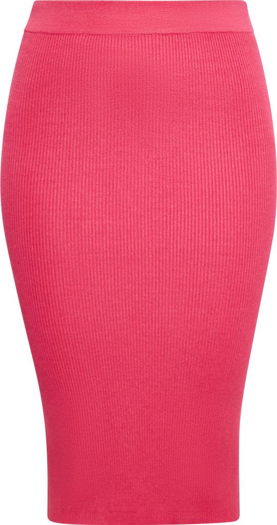 Damen Bleistiftrock Rosa XL mit hohem, figurbetontem Bund Produktbild 