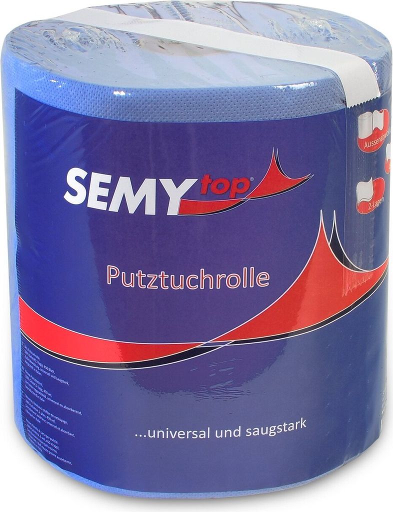 SemyTop Handtuchrolle, blau, 2-lagig, Zellstoff, 6 Rollen Produktbild 