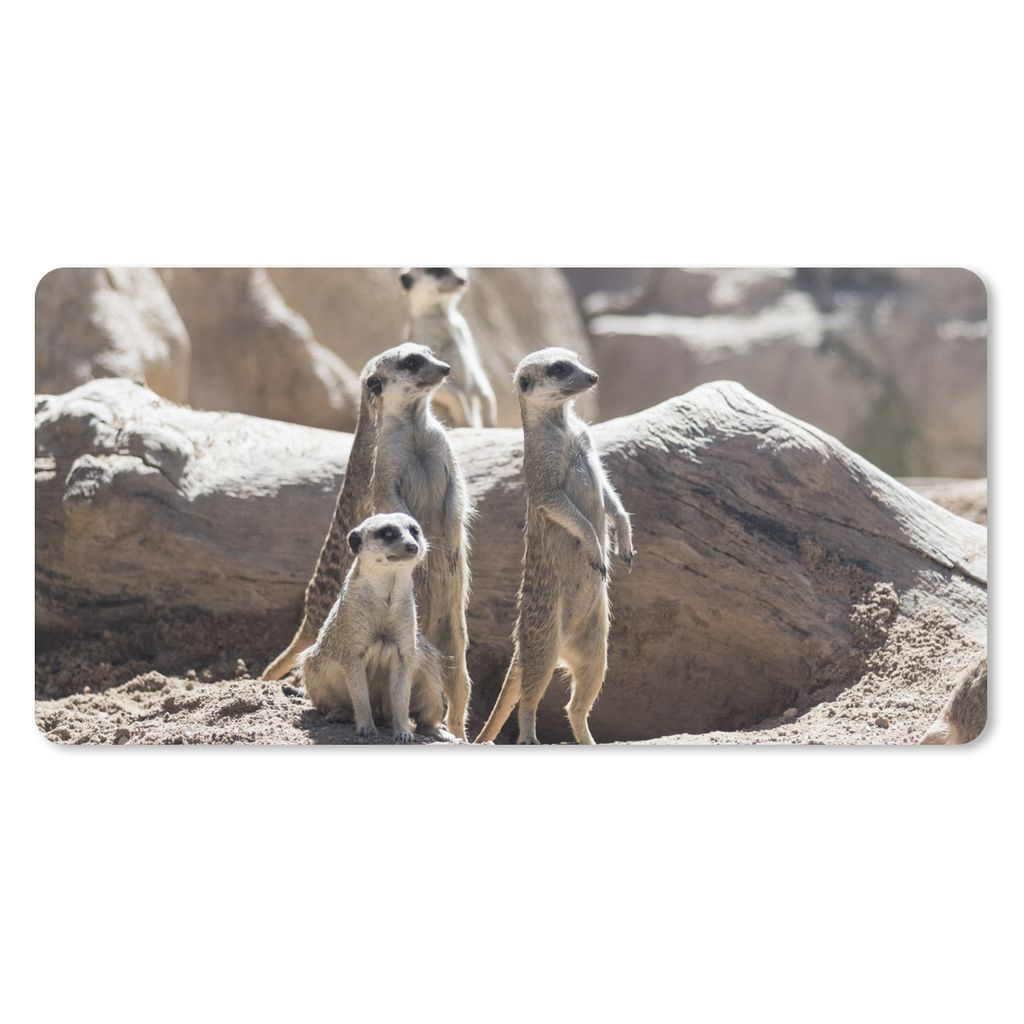MuchoWow Mauspad Mousepad Familie - Erdmännchen - Tiere 60x30 cm - Mousepads - Maus Mat - Pad - Mausunterlage - Nachhaltig