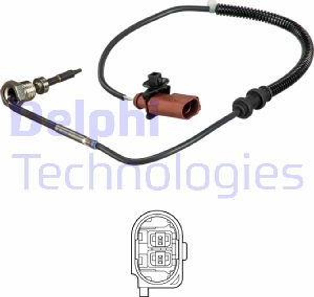 DELPHI TS30247 Abgastemperatursensor OE 03L906088AA kompatibel mit Polo 6R, Roomster, Rapid, Fabia, Toledo, Ibiza, A1 8X