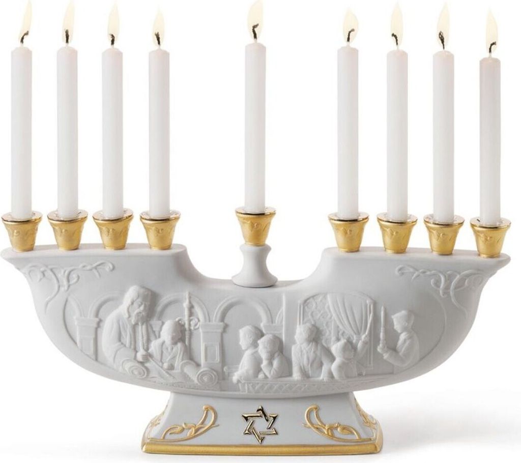 Casa Padrino Luxus Porzellan Kerzenhalter Arche Weiß / Gold 30 x H. 14 cm - Luxus Kollektion