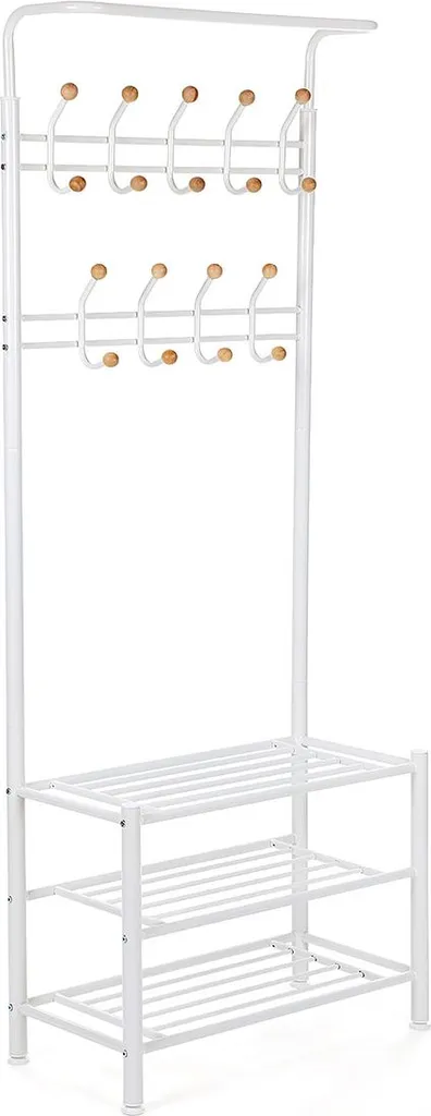 Portant à vêtements blanc en métal : penderie ouverte style moderne