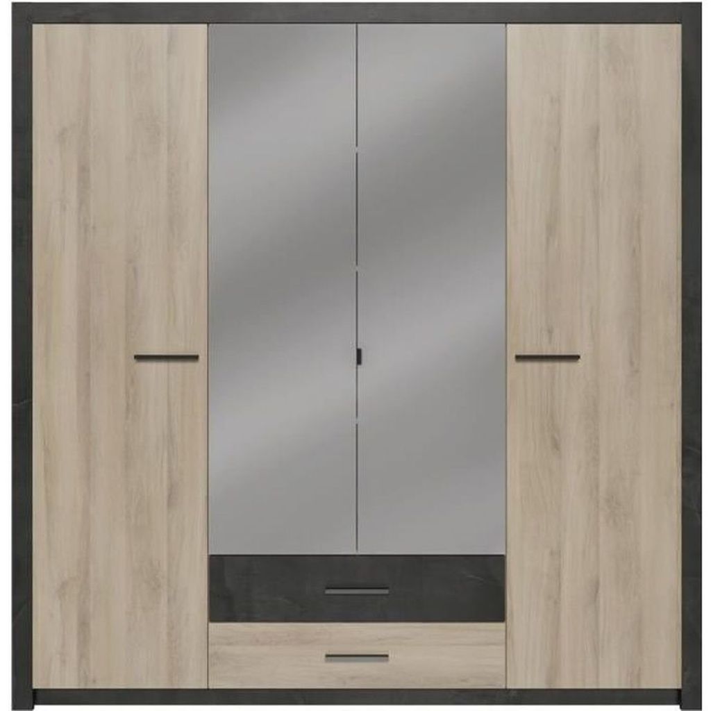 CALICOSY - Viertüriger Kleiderschrank mit 2 Schubladen L198 cm - EDGE
