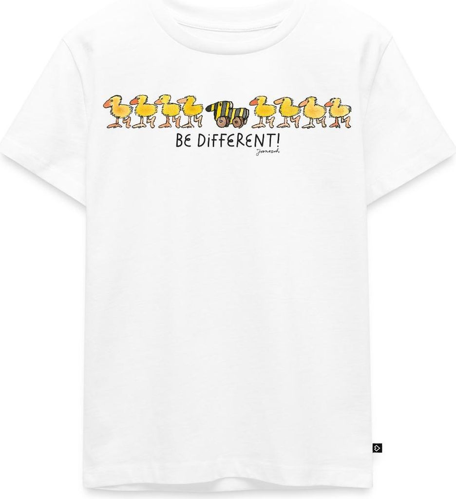 Spreadshirt Janosch Tigerente Be Different Kinder Premium T-Shirt, 98/104 (2 Jahre), Weiß