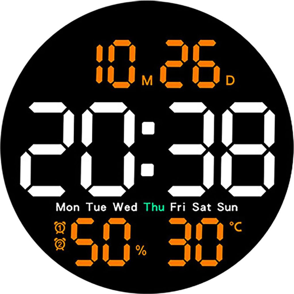 Digitale Wanduhr mit Fernbedienung, LED-Uhr mit 10-stufiger Helligkeitsregelung und automatischem Dimmen, Wandkalender mit Timer-Countdown-Funktion