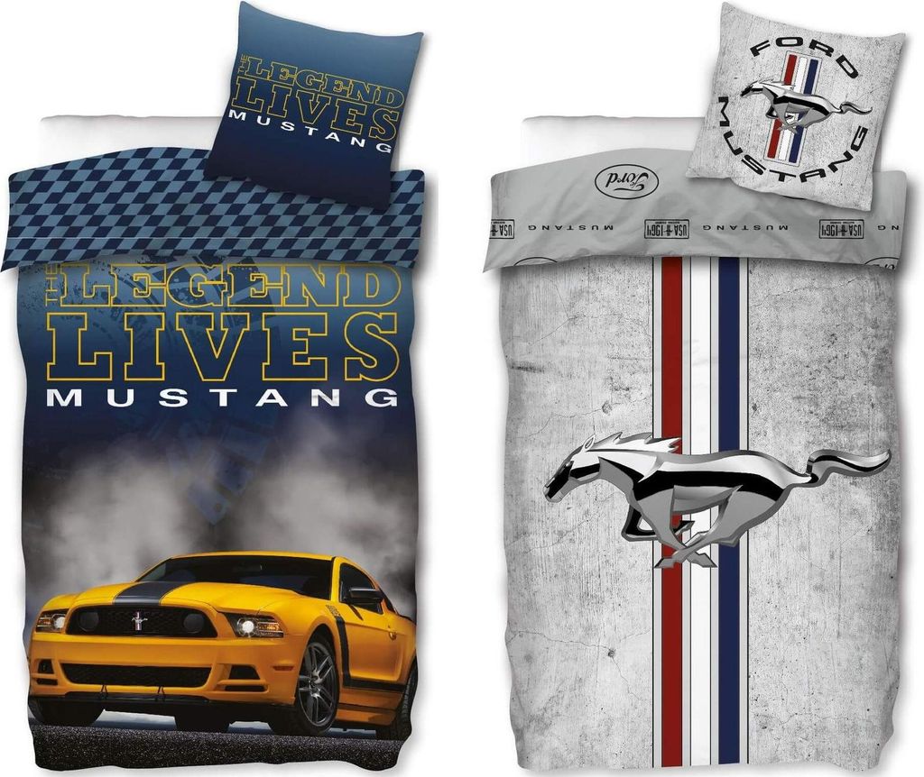 Ford Mustang - 2 x Bettwäsche-Set im Doppelpack, 135x200 & 80x80