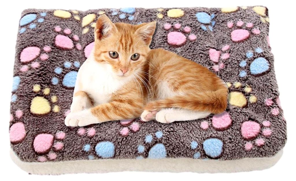 Fleece Decke für Haustiere, Flauschige und Weiche Decke für Katzen, Katzenbettmatte mit Niedlichen Drucken, Flanellüberwurf für Mittelgroße Ha...