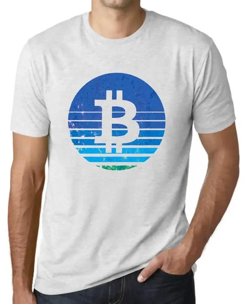 Herren Grafik T-Shirt Bitcoin Vintage Sunset Btc Hodl Crypto Traders Öko-Verantwortlich Vintage Jahrgang Kurzarm Lustige Druck Geburtstag Geschenk