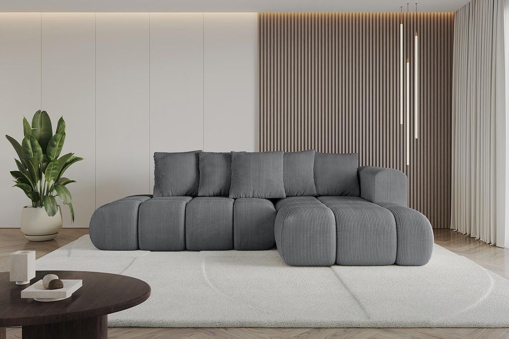 ALTDECOR Ecksofa mit Schlaffunktion und Bettkasten CLOUD-L-v1 280x185x90 Dunkelgrau - Corner Sofa Bett Eckcouch Couch L-Form Schlafcouch Ausziehbar...