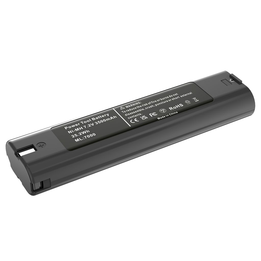 A black power tool battery pack is shown on a white background.
