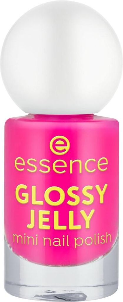 A studio shot of a mini nail polish bottle.