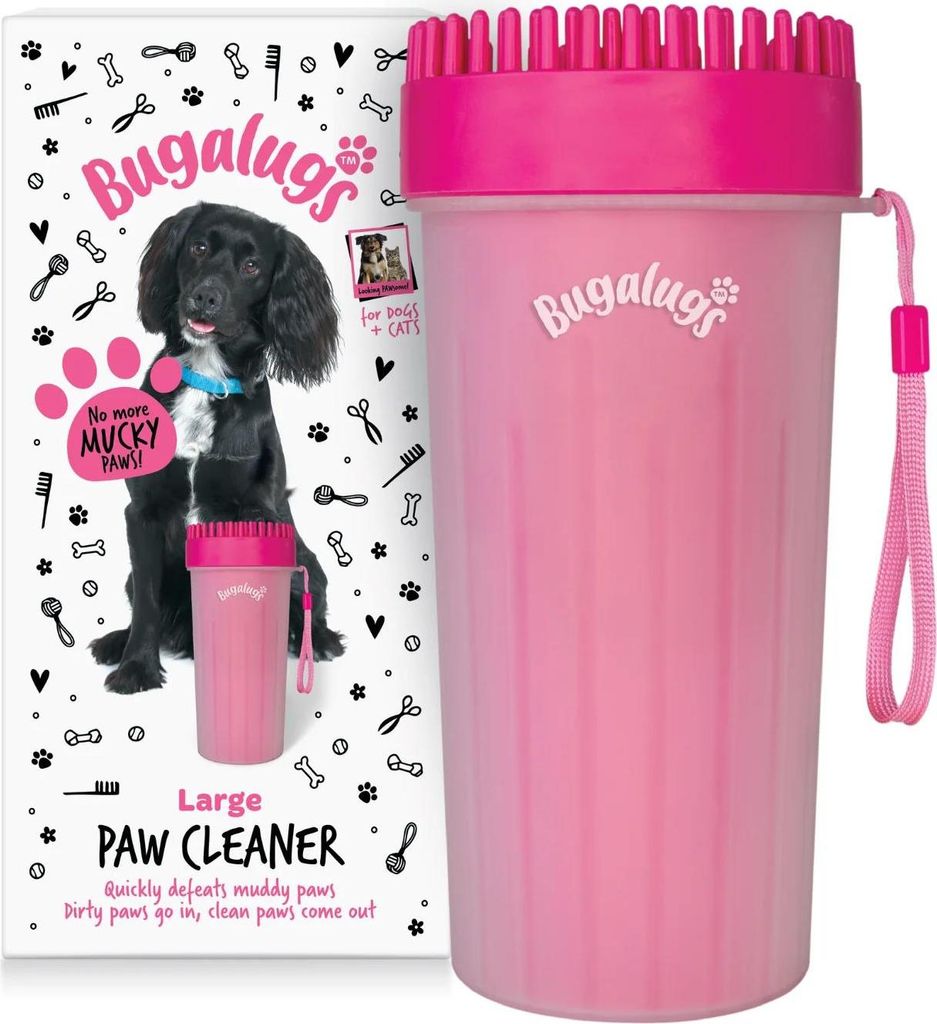 Bugalugs Pfotenreiniger – Silikon Reinigungsbecher für Hunde & Katzen Pink Groß