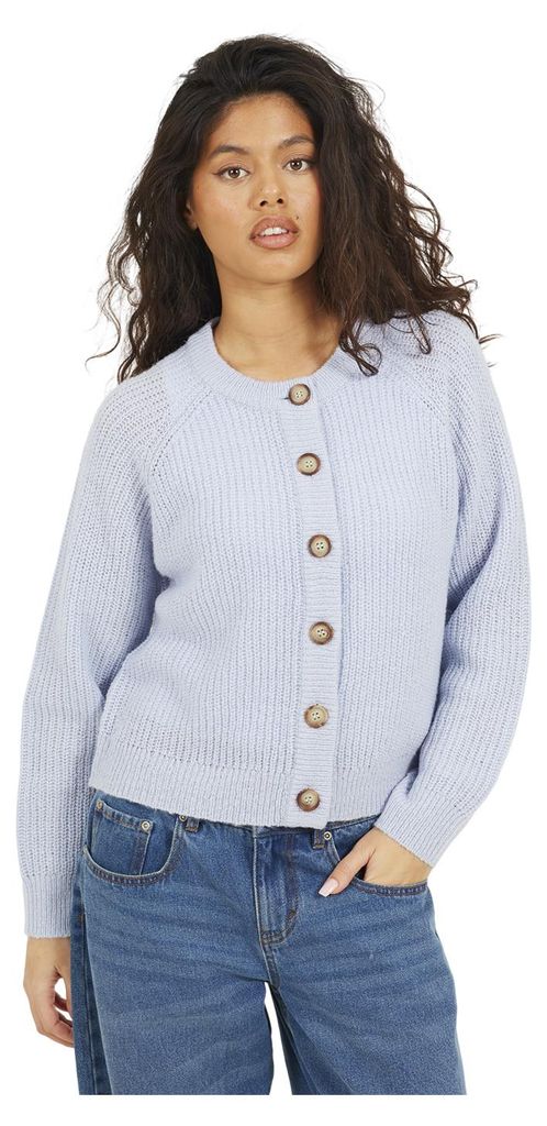 Brave Soul - "Lawson" Strickjacke für Damen, Rundhalsausschnitt, Jerseyware, Raglanärmel WH475 (M) (Blau)