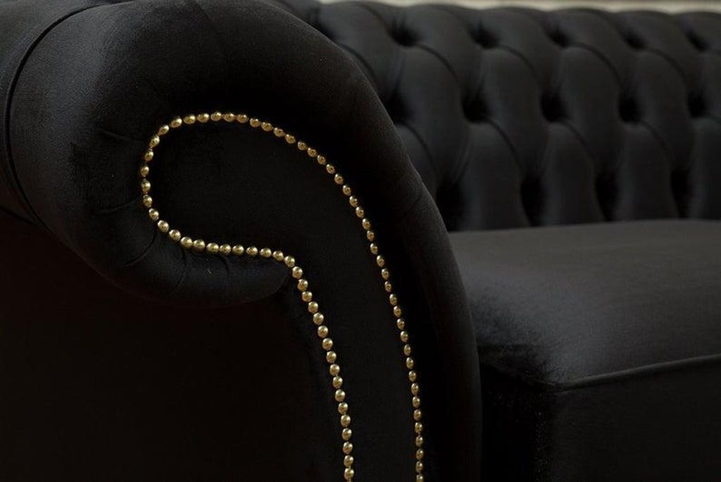 Chesterfield Couch Sofa Polster 3 Sitzer Couchen Sitz Garnitur Sofas Schwarz Neu