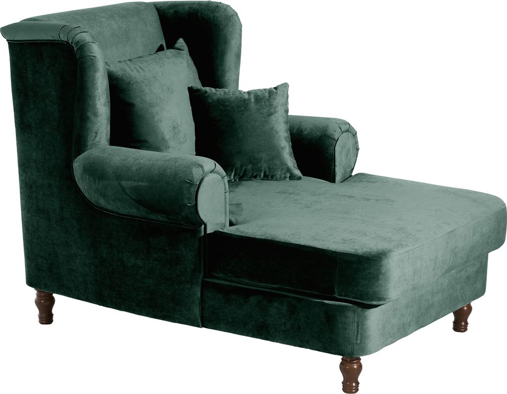 Max Winzer Big-Sessel inkl. 2x Zierkissen 55x55cm + 40x40cm Mareille - Samtvelours grün - Maße: 103 x 149 x 103 cm