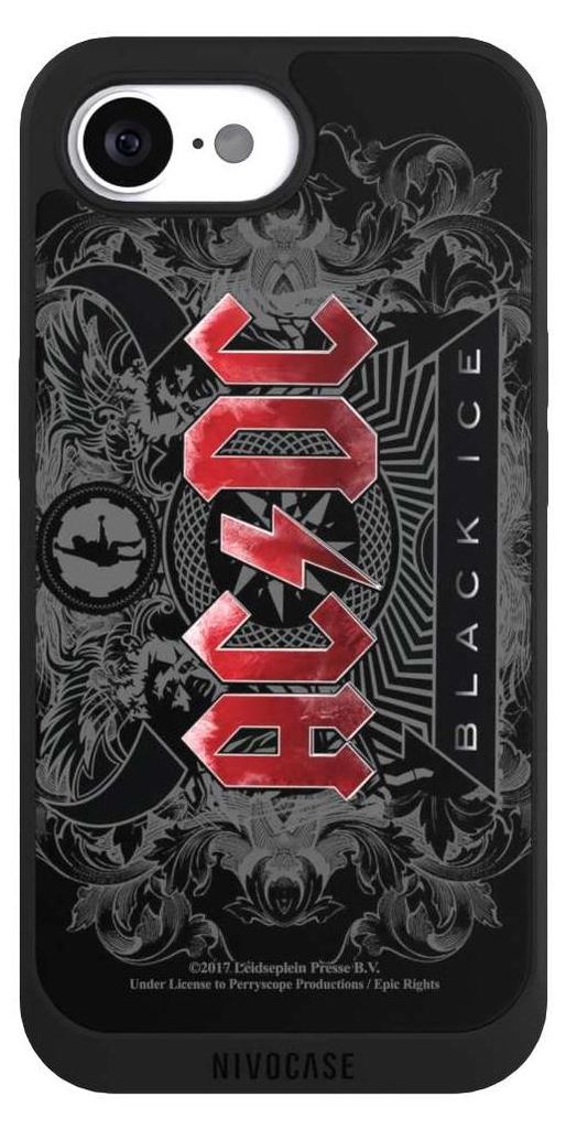 NIVOCASE Handyhülle für Apple iPhone 16e Hülle NIVOpure Case Schwarz ACDC Black Ice Fanartikel