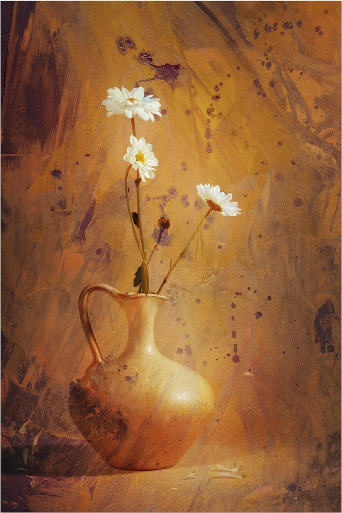 Wallario Poster - Antike Vase mit Blumen, Kunstdruck Größe: 61 x 91,50 cm