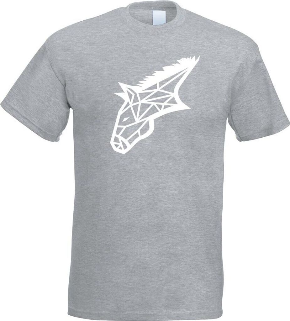 Kiwistar - T-Shirt - Graumeliert - Esel Pferd Polygon Motiv Bedruckt Funshirt Design Print - mit Motiv Bedruckt - Funshirt Design - Sport - Freizei...
