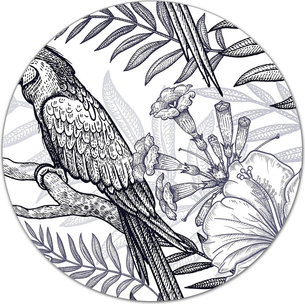 Glas-Herdabdeckplatte Glaskeramikkochfeld-Abdeckung Schneideplatten - 40 cm - Papageien und Blumen