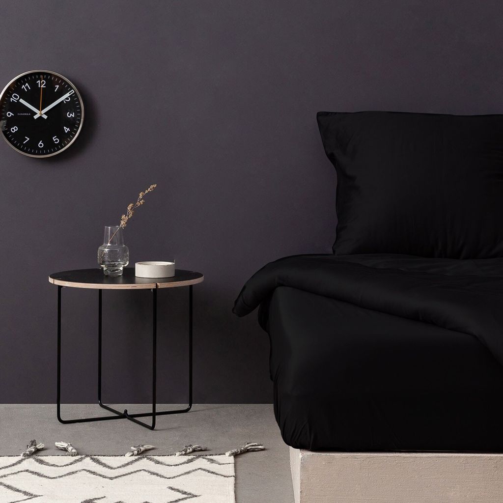 L'Essentiel Linge de Maison, De Black, Satin-Doppel-XL-Spannbettlaken (FR) (IT) (ES) (DE), Schwarz, 100 % Baumwollsatin, 140 x 200+30 cm