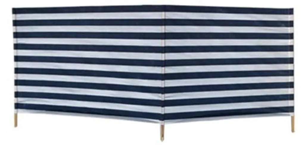 Pare-vent Gerkimex 240x90 cm en coton bleu blanc : robuste et pliable
