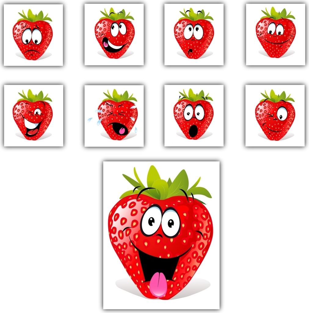 9 verschiedene Folienaufkleber mit Erdbeeren, Aufkleber mit Produktbild 