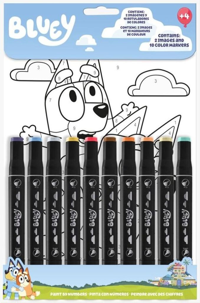 Livre de coloriage de numéros Bluey Life pour enfants Image du produit 