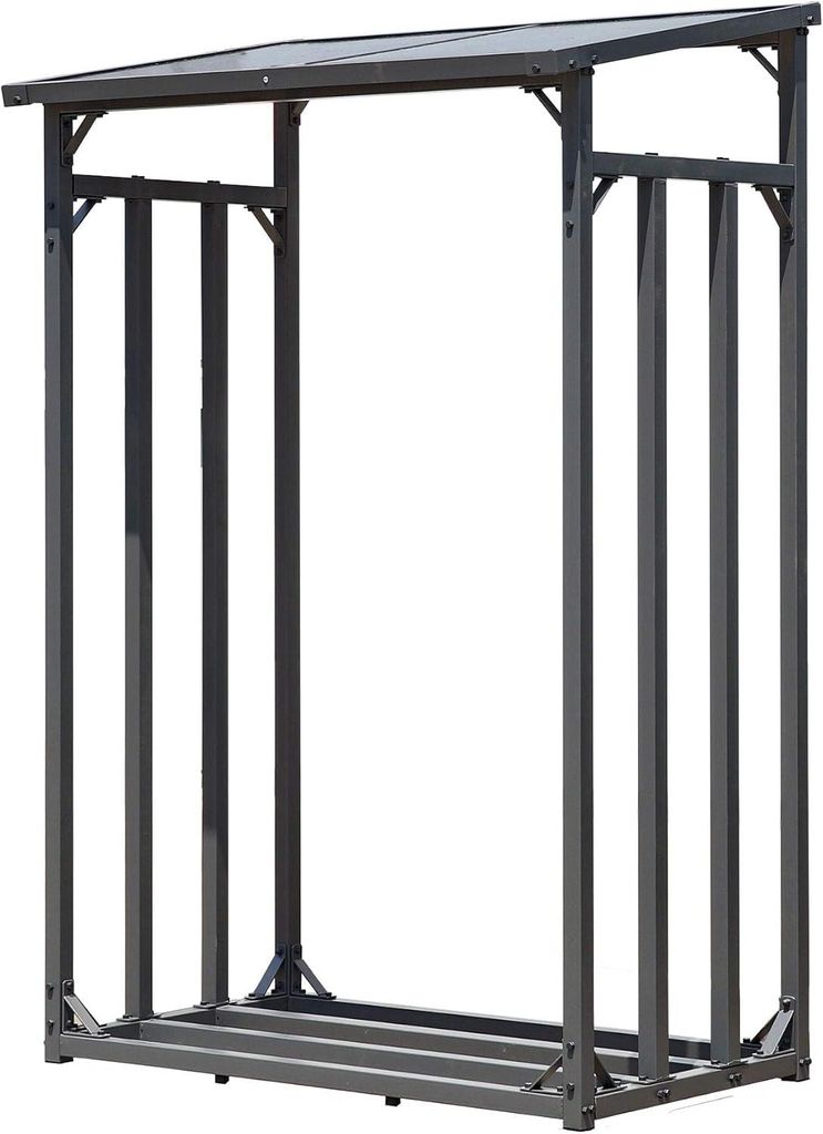 qteck S Metall Kaminholzregal Anthrazit  Produktbild 