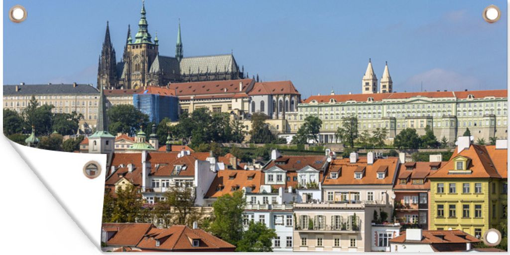 MuchoWow 60x30 cm Outdoor-Poster Gartendeko Sichtschutz Garten Poster für den Garten Prager Burg - Stadt - Prag