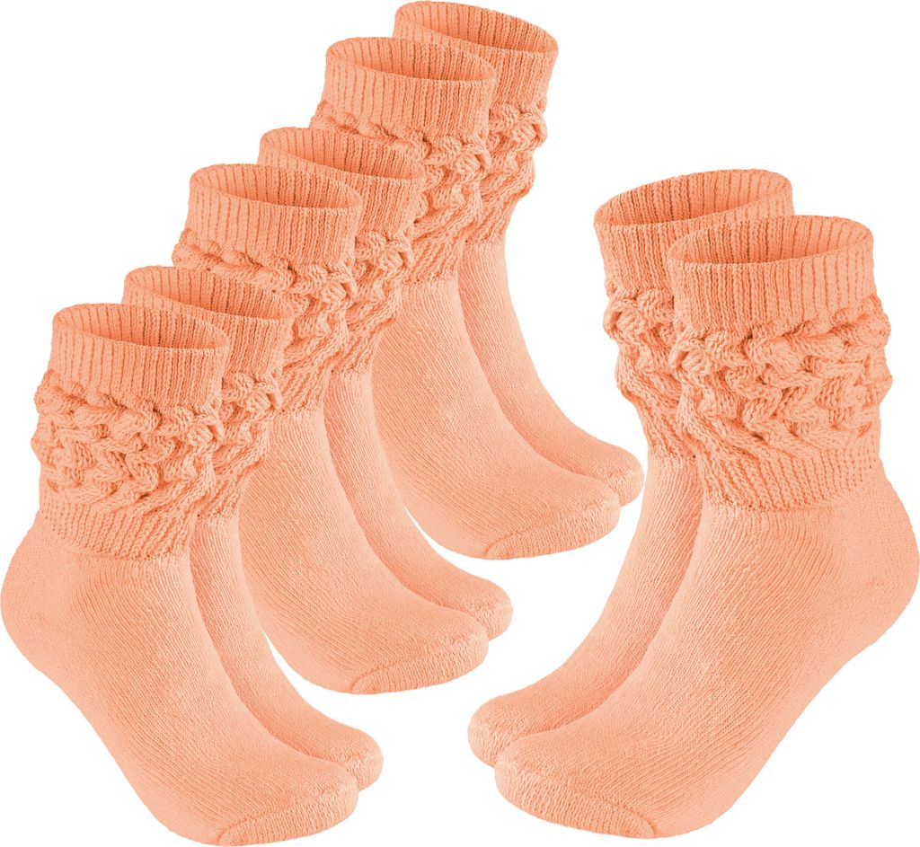 BRUBAKER Slouch Socken - Damen Schoppersocken für Fitness, Yoga und Workout - Sportsocken für Frauen, Pfirsich, Größe 39-42, 4 Paar