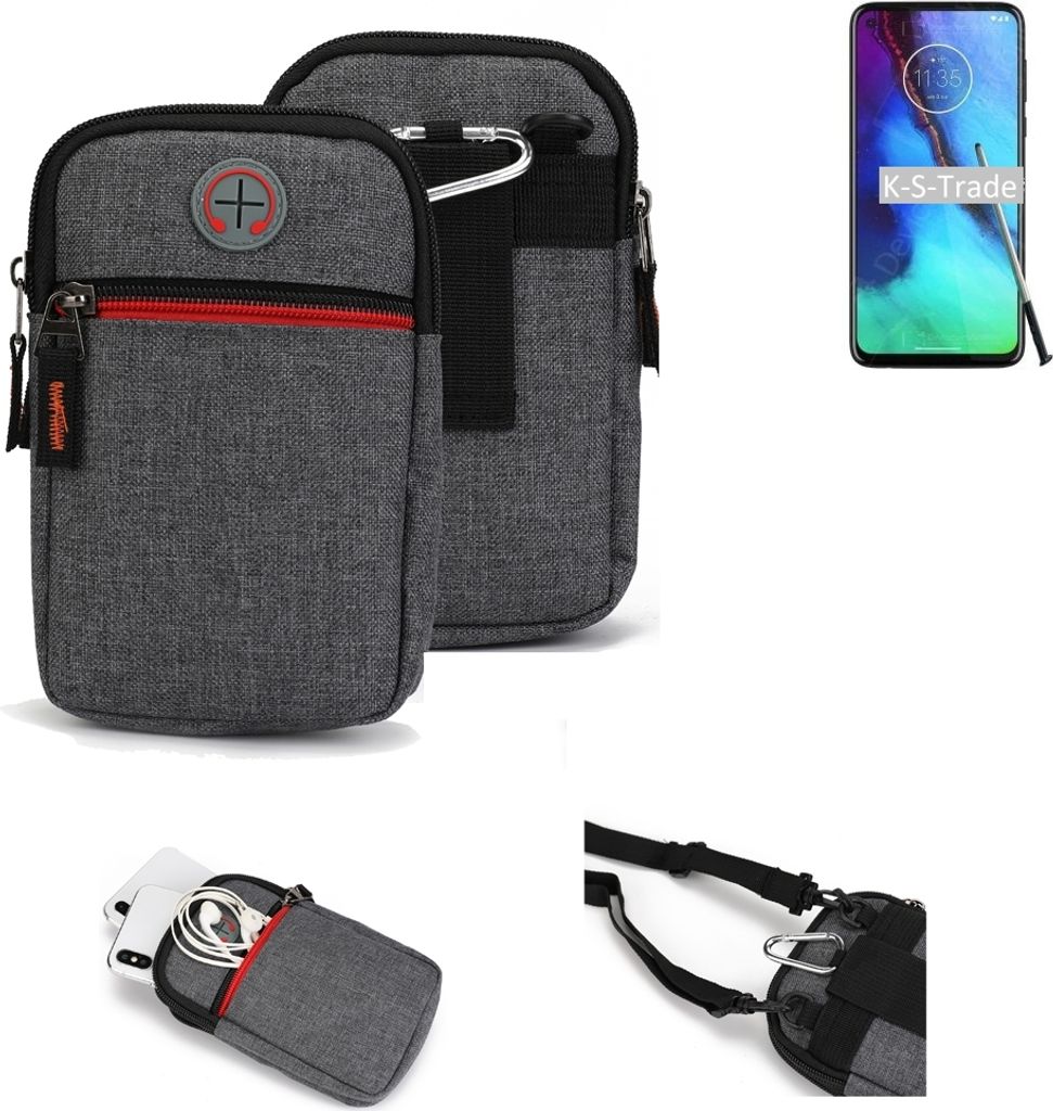 K-S-Trade Holster Gürteltasche kompatibel mit Motorola Moto G Pro Handy Tasche Schutz Hülle grau Zusatzfächer 1x
