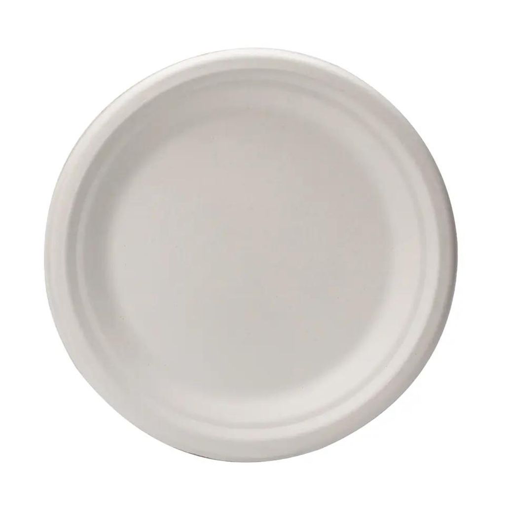 RyanPack Zuckerrohr Bagasse Teller 18 cm Weiß – Einweg Produktbild 