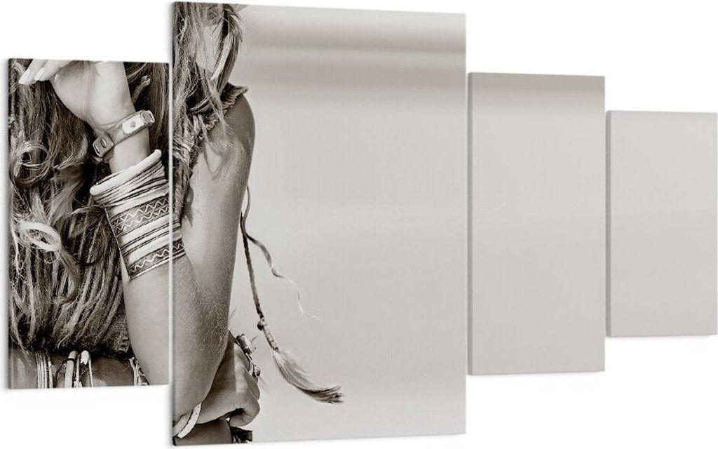 Bild auf Leinwand - Leinwandbild - 4 Teile - Frau Armband Jahrgang - 160x90cm - Wand Bild - Wanddeko - Wandbilder - Leinwanddruck - Bilder - Wandde...
